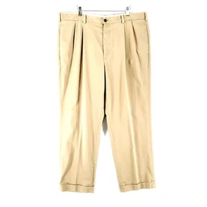 Brooks Brothers Advantage Chino Elliot Cotton Pants 41/30 Tan High Rise Pleated - Picture 1 of 6