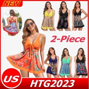 Women's Bikini Swimsuits Athletic Two Piece Bathing Suits with Shorts Tank Tops - Picture 1 of 32