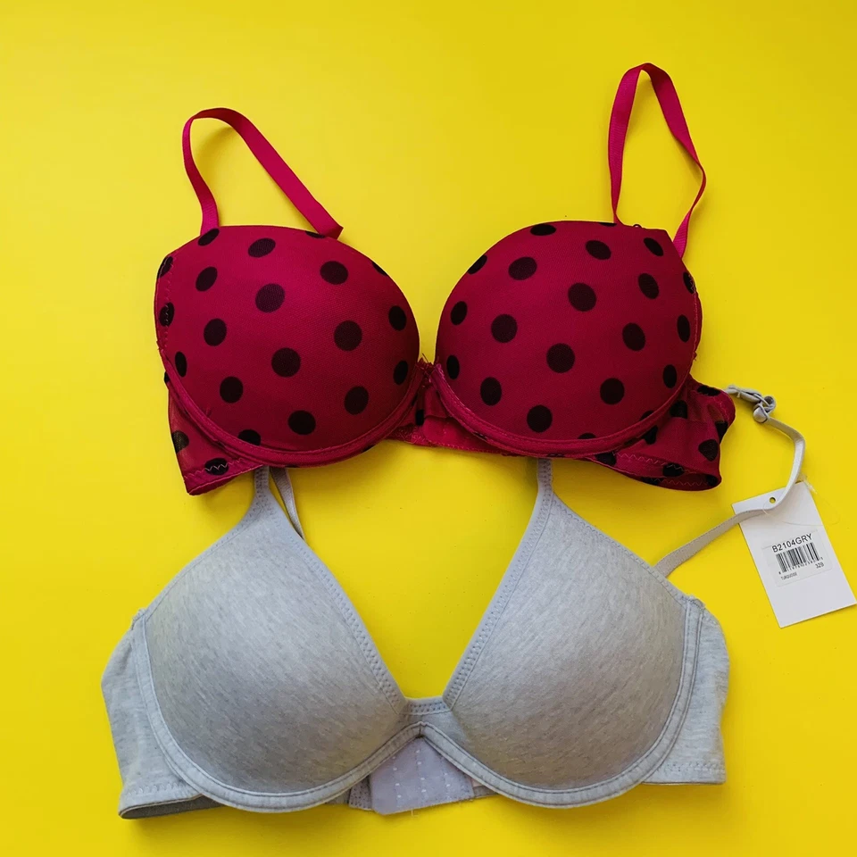 Hers by Herman Pushup Bra Ruby Red / Black Polka Dots Underwire 36b
