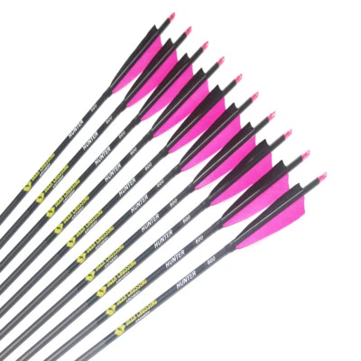 12pcs Carbon Arrows Spine500 ID6.2mm 4"Turkey Feather Traditional Bow Hunting - Image 1 of 4