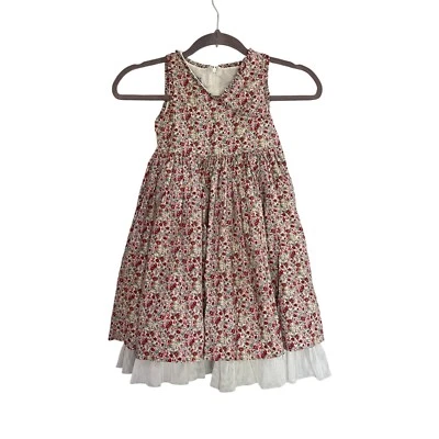 Vestido Pippa & Julie Rojo Floral Boda Fiesta Cumpleaños Forrado Algodón Talla 5 Foto 1 de 4