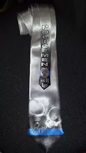 Policemen - Like Big Busts Satin Neck Tie - Silver Grey tie - Thin Blue Line - Picture 1 of 1