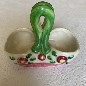 Keramikhalter für Shaker - Blumenkorb mit grünen Mittelgriffen - Bild 1 von 5