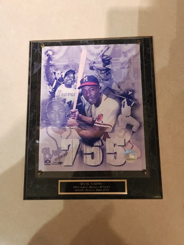 Hank Aaron Cooperstown Collection Milwaukee Braves Atlanta Wall Plaque MLB Cover