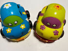TWO Just By C B.  Wheeee-ls Pull Back Toy Soft Buggy Car Flower Vehicles