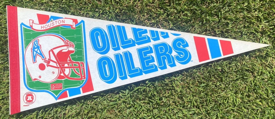 HOUSTON OILERS ~ LOGOTIPO DE CASCO CENTRAL AFC ~ BANDERÍN CON LICENCIA Foto 1 de 1