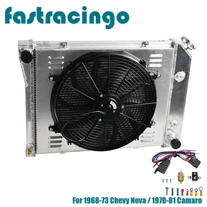 3 Row Radiator+Shroud Fan+Relay For 1968-73 Chevy Nova / 1970-81 Camaro - Bild 1 von 8