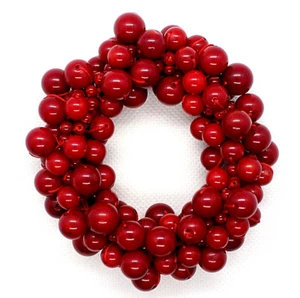 BAMBOO RED CORAL Rd Bead TORSAGE BRACELET Mix sizes & Color 5 Strand STRETCH New - Picture 1 of 2