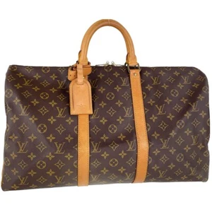 Louis Vuitton Monogram Keepall 50 Leather Fabric Brown Boston Bag3034 - Picture 1 of 21