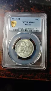 1945 M Mexico Silver 50 Centavos PCGS MS66 Great Luster 4320 - Picture 1 of 4