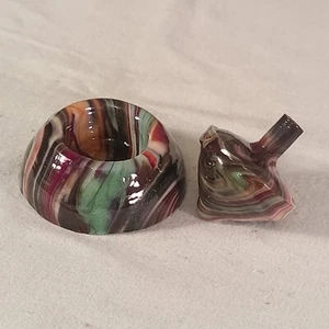 ANDY DAVIS, Glaskunstkreisel & Sockel, Madyia Run (?), #357S - Bild 1 von 9