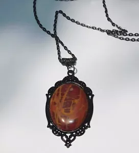 Vintage/Antique style 30 x 40 mm, Picasso Jasper Gemstone set in a black setting - Picture 1 of 6