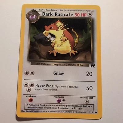 Dark Raticate - Pokemon TCG Karte - Team Rocket - 51/82 - 2000 - English - Bild 1 von 2