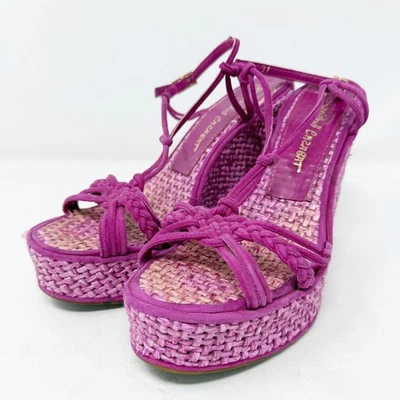 Jean-Michel Cazabat сплетенный CARA на танкетке каблук сандалии в пурпурный размер ЕС 37 / США 6 - Изображение 1 из 4