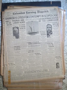 Scopes Monkey Trial of the Century Newspaper 7/14-20 DARROW CITED FOR CONTEMPT - Picture 1 of 1