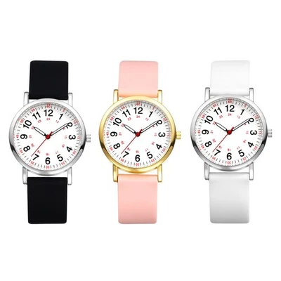 Reloj pulsera analógico de cuarzo con esfera de 24 horas fácil de leer con correa de silicona informal para mujer Foto 1 de 2