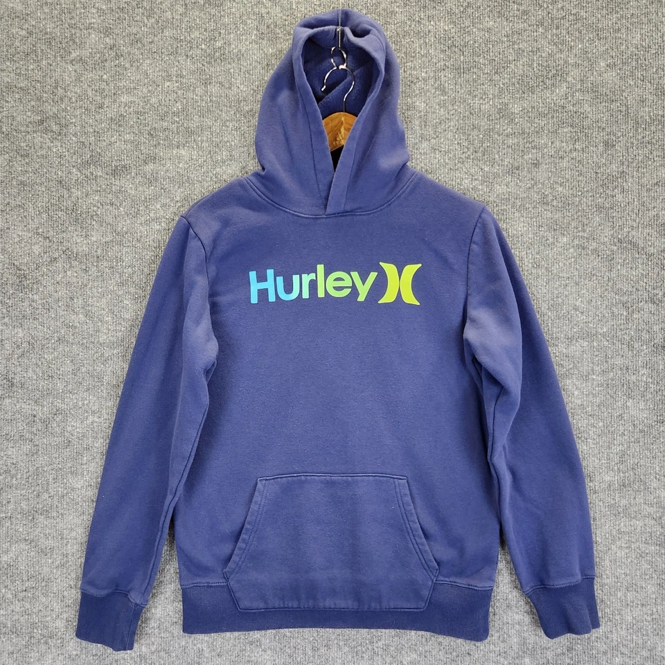 Hurley Hoodie Youth Size 18/20 Blue Pullover Colorful Logo Kangaroo Pocket - Image 1 of 4