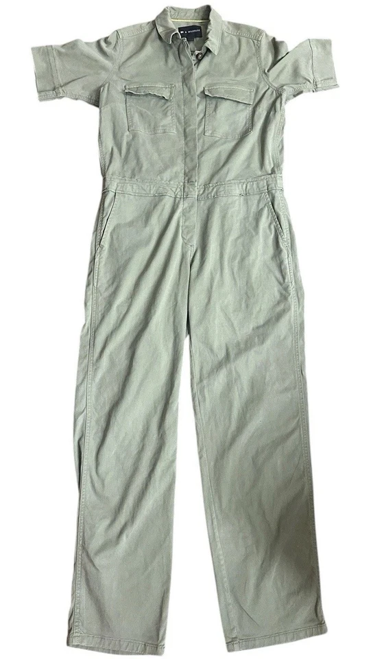 BP Wild Fang Jumpsuit S Green Short Sleeve Button Down Utility Button One Piece - Image 1 of 4