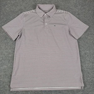 Vineyard Vines On The Go Sankaty Polo Shirt Maroon Striped Boys XL 18 * - Picture 1 of 11