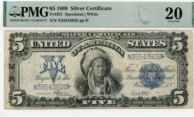 1899 Silver Certificate   $5 dollars Fr# 281 PMG 20 - Image 1 of 2