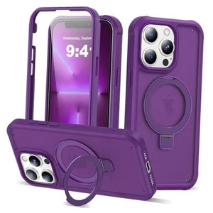 Compatible with Case with Magnetic Ring Stand iPhone 13 Pro Dark Purple - Picture 1 of 7
