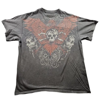 Urban Legends Shirt Mens Large Skull Crossbones Graphic Tattoo Tee Y2K Grunge - Image 1 of 4