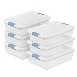 Sterilite 32 Quart Clear Plastic Stackable Storage Box Container (6 Pack) - Picture 1 of 11