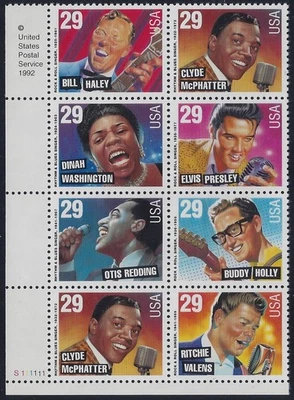 2724-2730a Var. Misperf Error / EFO Plate# Block "American Music" Mint NH - Image 1 of 2