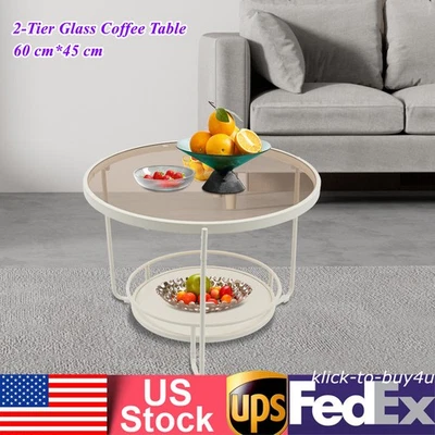 Modern Round 2-Tier Side Table, Coffee Table,tea table for balcony, study room - Image 1 of 4