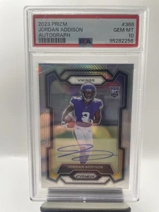 Fútbol Panini Prizm Jordan Addison #368 RC 2023 plateado automático PSA 10 Vikings - Imagen 1 de 4