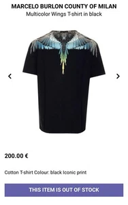 Nuova con etichette | Maglietta Marcelo Burlon Contea di Milano Nera Piccola BLU GIALLO Ali | XXS - Foto 1 di 4