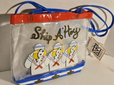 Bolso/cartera/bolso de estadio vintage de playa transparente con tema marinero para niños NOS Foto 1 de 4