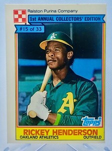 1984 Topps Ralston Purina #15 Rickey Henderson Oakland Athletics A's HOF
