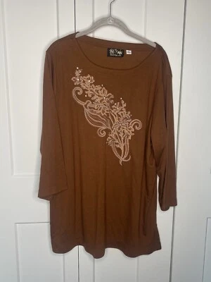 Bob Mackie Wearable Art Floral Sequin Top Blouse women's plus size 2X NWT - Изображение 1 из 4