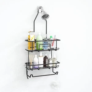 Shower Caddy Hanging over Shower Head with 10 Hooks for Razor Shampoo Holder - Picture 1 of 6