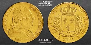 1815-L, France (1st Restoration), Louis XVIII. Gold 20 Francs Coin. NGC AU-53! - Picture 1 of 4