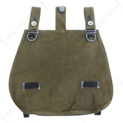 WW2 German Army Olive Bread Bag Cotton Canvas with Leather - Reproduction