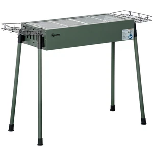 Outsunny Barbecue a Carbonella con 2 Griglie e Cestini Laterali 77x30x70cm - Foto 1 di 10
