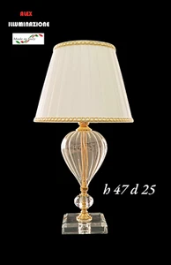 Lampada da comodino Elegante in Vetro soffiato trasparente e riporti cristallo - Foto 1 di 13
