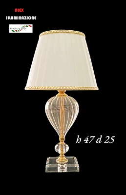 Lampada da comodino Elegante in Vetro soffiato trasparente  e riporti cristallo - Immagine 1 di 4