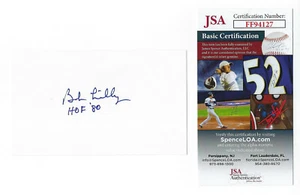 COWBOYS Bob Lilly signed 3x5 index card w/ HOF 80 JSA COA AUTO Dallas MINT - Picture 1 of 1