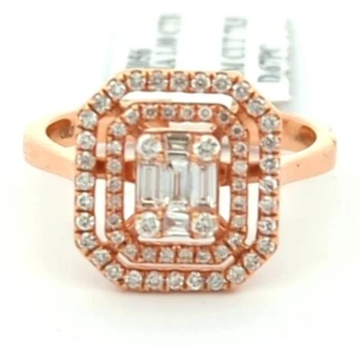 Video 1.00CT 18K Solid Rose Gold Natural Diamond Halo Engagement Ring Designer - Image 1 of 4