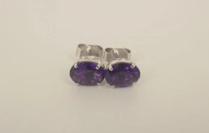 18k White Gold Amethyst Earrings - Picture 1 of 4