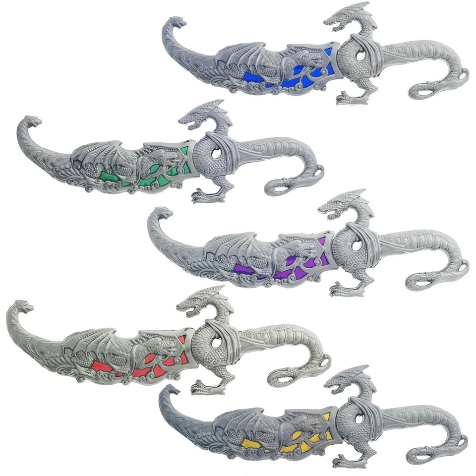FANTASY EDGE 10" Fantasy Dragon Dagger Fixed Blade Metal Handle and Sheath Variety of Colors