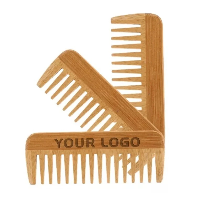 LOGOTIPO PERSONALIZADO-Peines de barba de bambú peine para el cabello para hombres y mujeres cepillo para el cuidado del cabello Foto 1 de 4