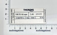 Custom Thorens TD 160 SUPER Turntable Identification plate