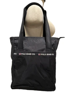 POLO Jeans Co. Ralph Lauren Auténtico Dry Goods Negro Bolso de Mano Cartera Playa - Imagen 1 de 6