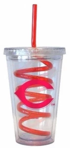 NEW Swirly Straw 16oz drink cup sports water bottle Cincinnati Reds TEAM - Picture 1 of 1
