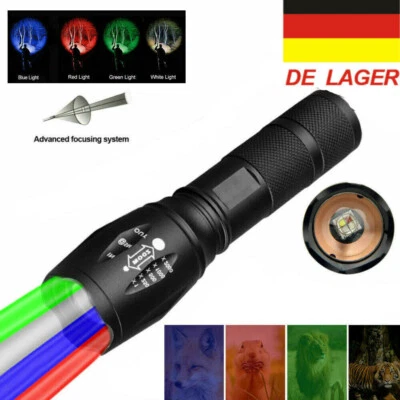 Zoom Taktisch 4in1 LED Grün Rot Weiß Blau Licht Jagd Taschenlampe Fackel Hog Pig - Bild 1 von 4