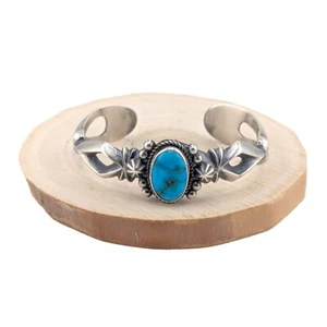 Navajo Cuff Bracelet Signed Native Sonoran Turquoise Jewelry 6.75 ** - Picture 1 of 11